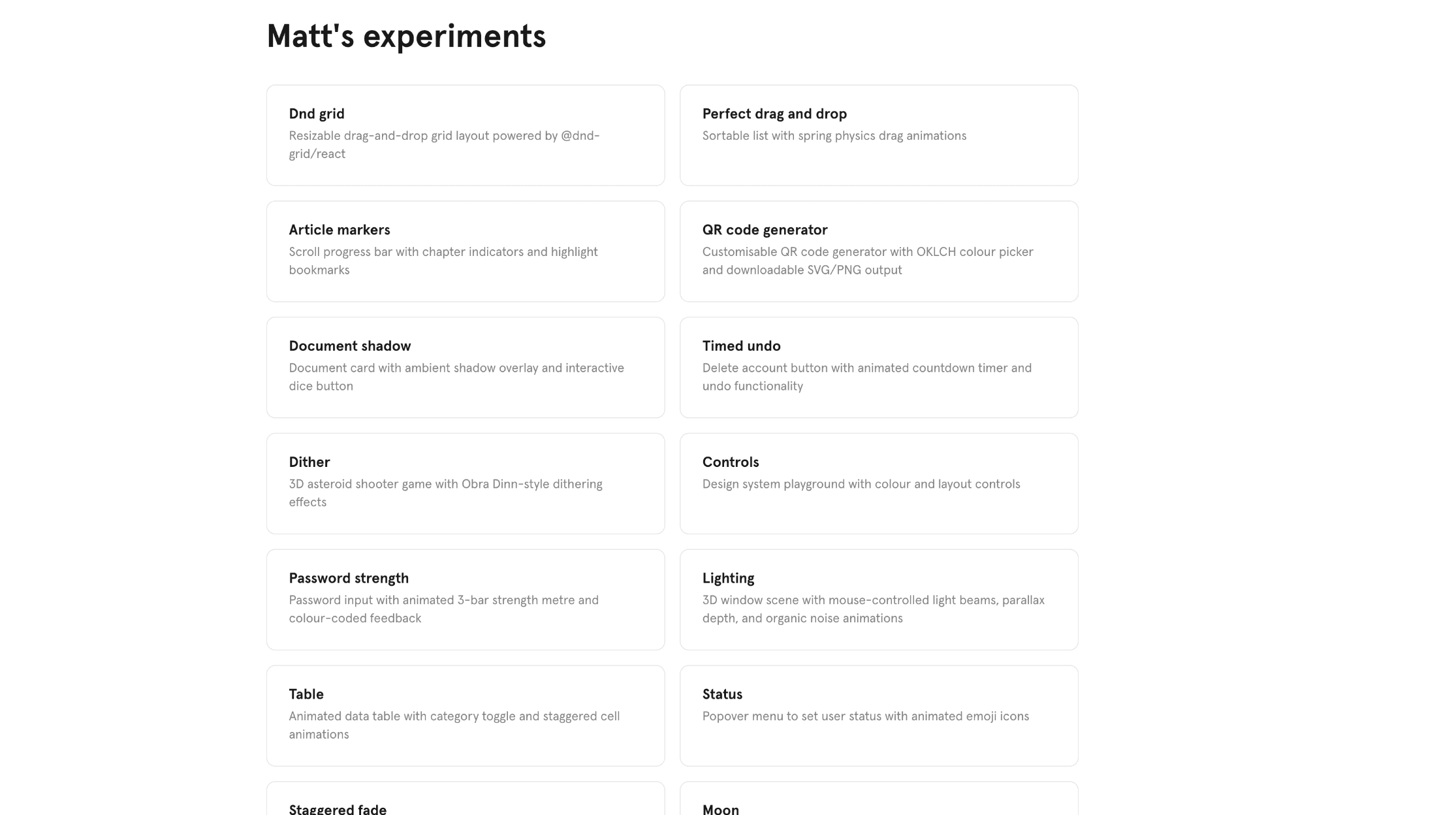 Matt’s Experiments